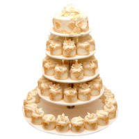 Свадебный торт Башня из пирожных в золотых тонах №880