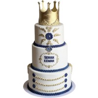 Трехъярусный торт с короной на свадьбу №3664