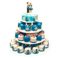 Свадебный торт Башня из пирожных в морском стиле №888