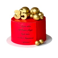 Красный торт с золотыми шарами №3718