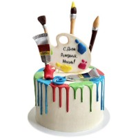 Торт для художника с кистями и красками №3608