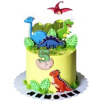 Торт с динозаврами желтый №3380