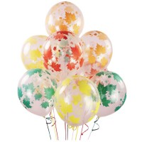 Воздушные шарики с принтами разноцветных листьев №314