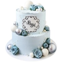 Свадебный торт с красивыми инициалами №3643