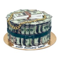 Торт с долларами и золотой цепью №3740