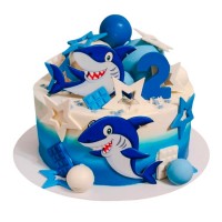 Торт с акулами на 2 годика №3752