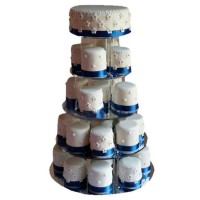 Башня из пирожных с синими ленточками №454