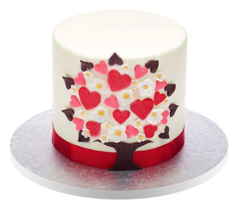 Торт с малиновыми сердцами для влюбленных №497