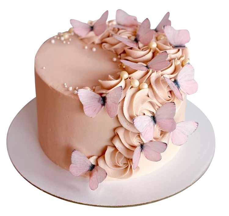 Торт с розовыми бабочками №2152