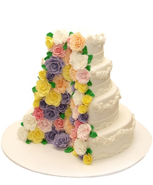 Торт свадебный Половинка с цветами №887