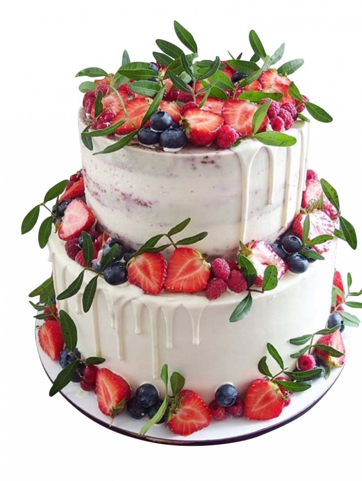 Торт на свадьбу с ягодами двухъярусный №1515