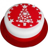 Новогодний торт красный с елочкой №429
