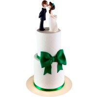 Свадебный торт с зеленым бантом №3758