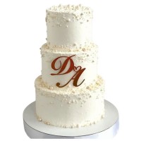 Трехъярусный свадебный торт с инициалами №4054