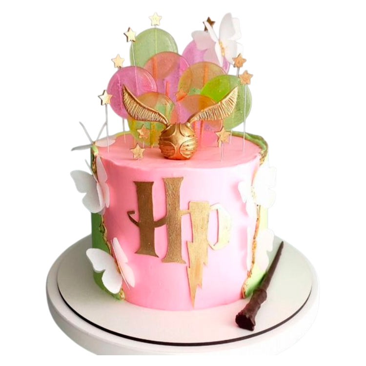 Розовый торт в стиле Гарри Поттера №4094