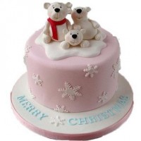 Новогодний торт с белыми медведями №428