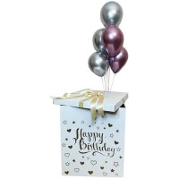 Коробка с серебристыми и фиолетовыми шариками №216