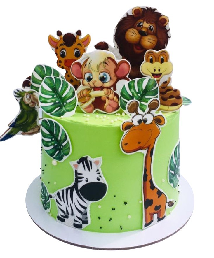Торт с тропическими животными №2250