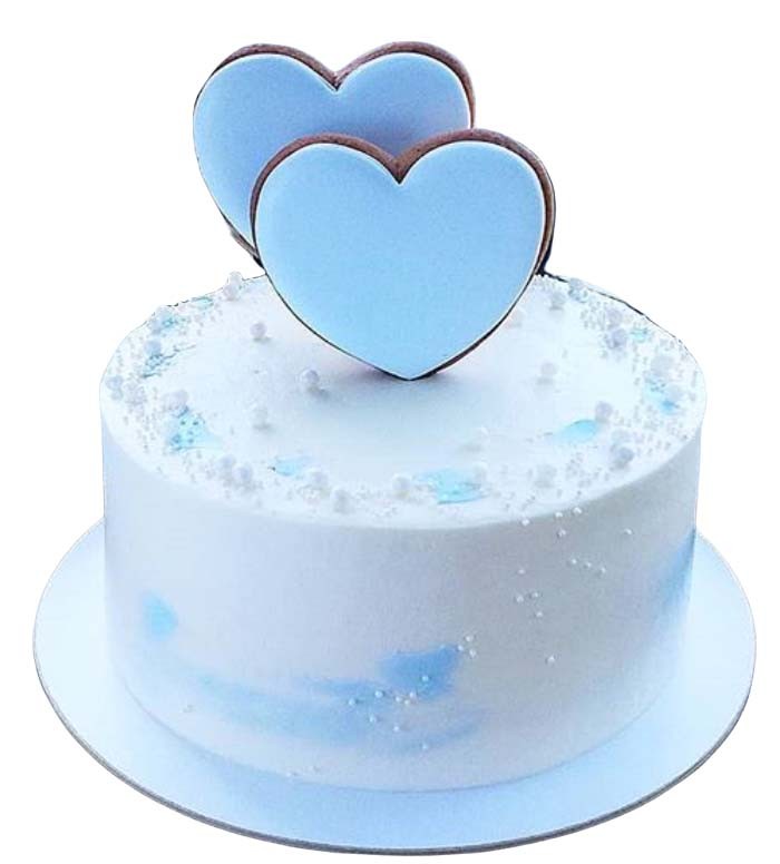 Торт с пряничными сердцами голубой №2537