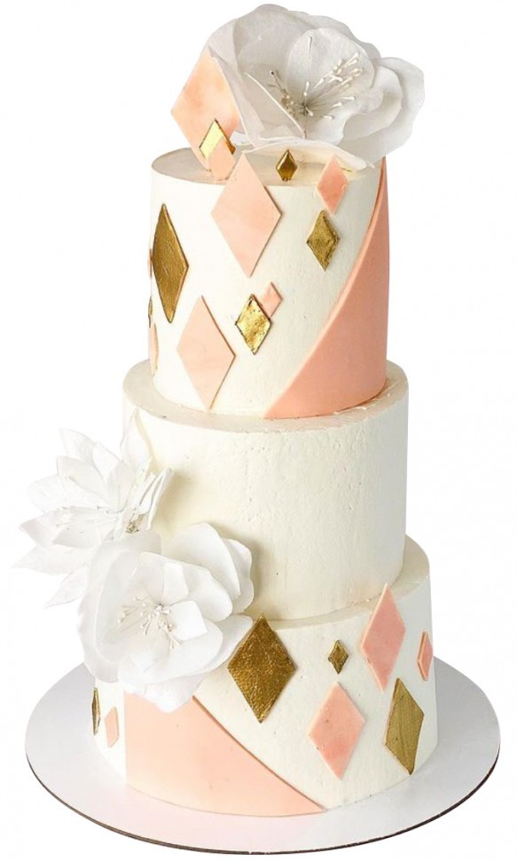 Торт свадебный с белыми цветами №2251