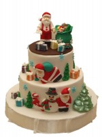 Новогодний торт с Дедом Морозом и снеговиком №501
