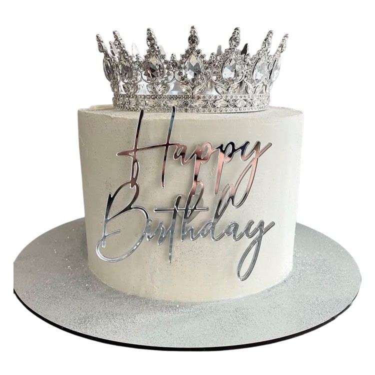 Торт Happy Birthday с серебряной короной №3948