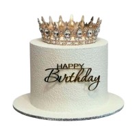 Торт Happy Birthday с золотой короной сверху №3949
