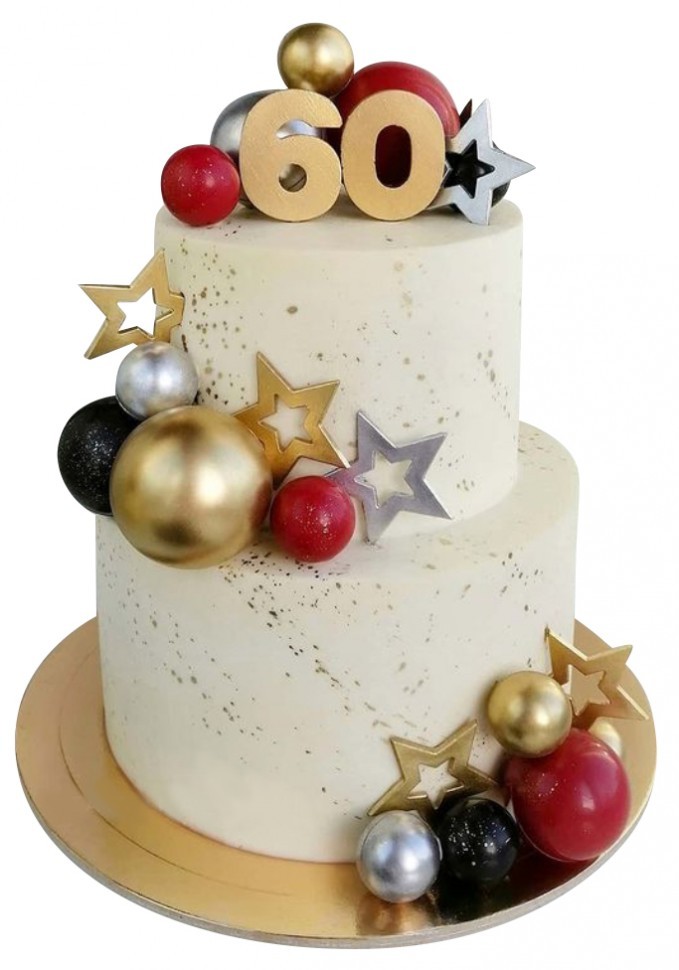Торт с шариками и звездами на юбилей №2099