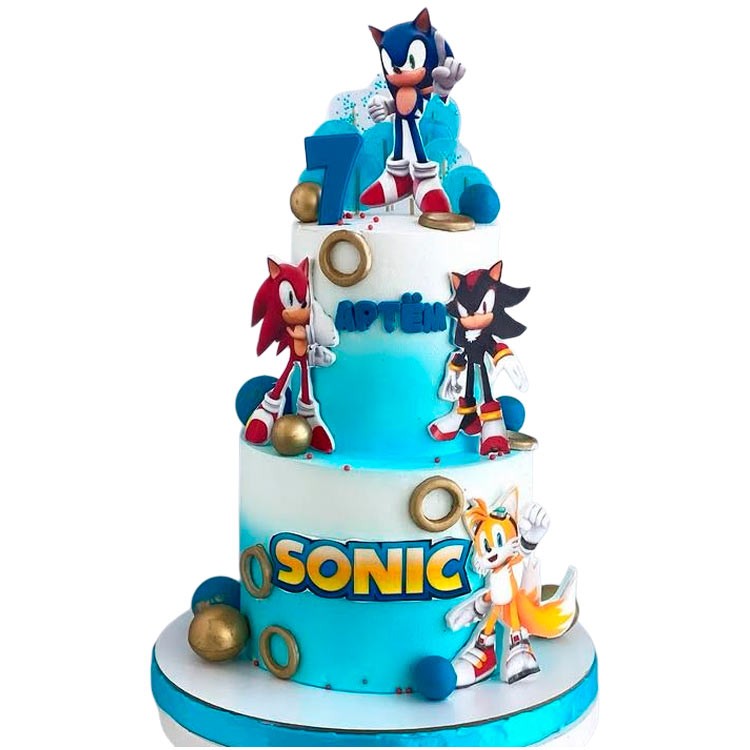 Двухъярусный торт с героями Соника №4061