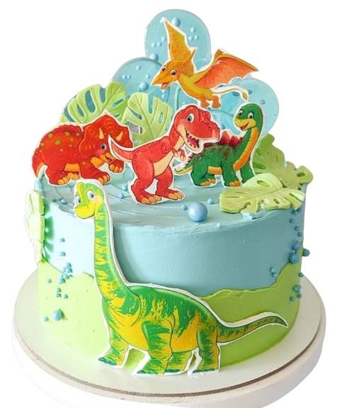 Торт с мультяшными динозаврами №2286