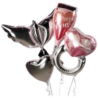 Фольгированное обручальное кольцо и бокал набор шаров №318