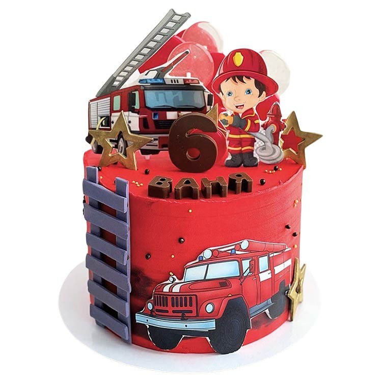Торт с пожарной машиной №2866
