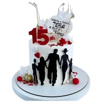 Торт с силуэтом семьи и цифрой №4064