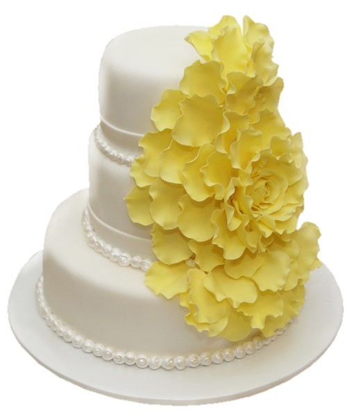 Торт свадебный с желтыми цветами №1098