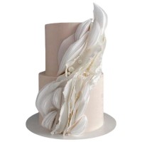 Свадебный торт с жемчужинами двухъярусный №2983