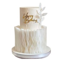 Двухъярусный торт с золотой надписью Happy Birthday №3955