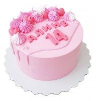 Торт розовый на 14 лет №1843