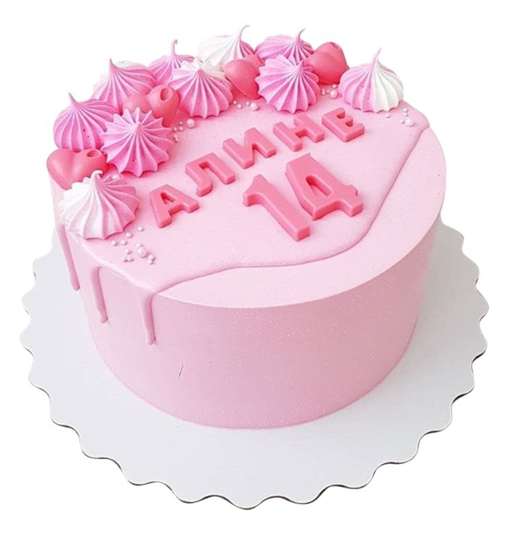Торт розовый на 14 лет №1843