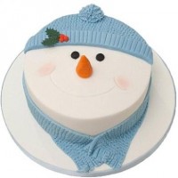 Новогодний торт с мордашкой снеговика №418