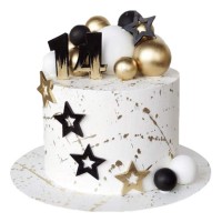 Торт на 14 лет с шарами и звездами №3338