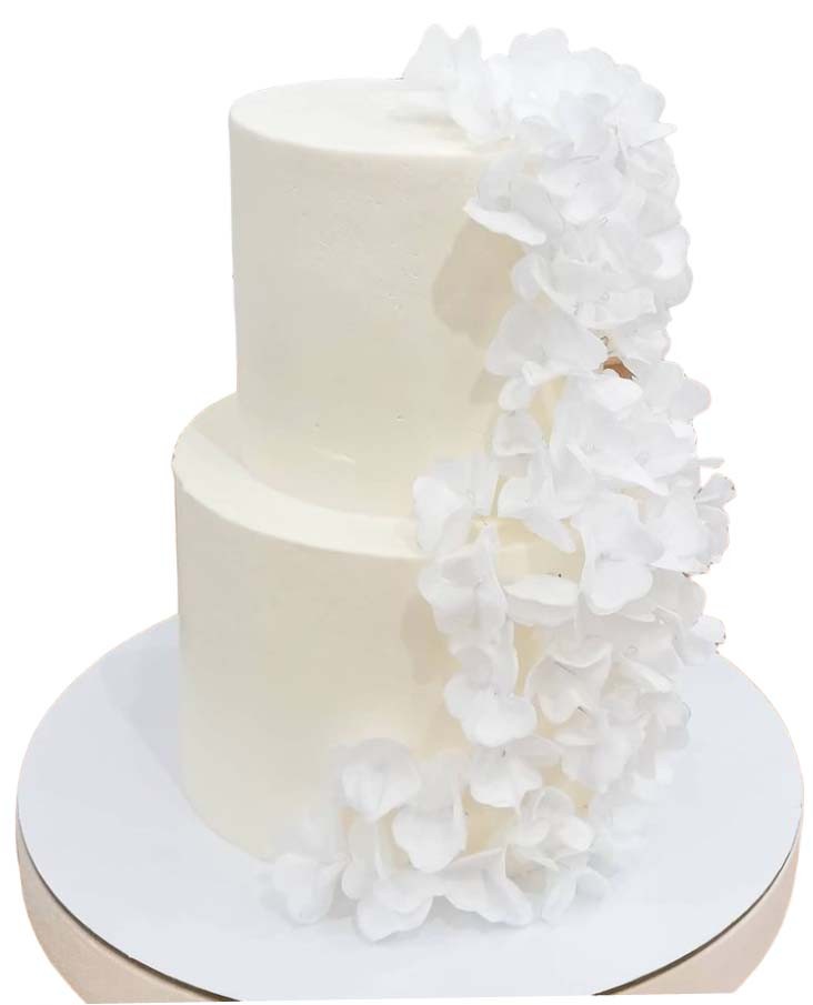Белый свадебный торт с цветами №2300