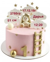 Торт Розовый с метрикой на годик №2069