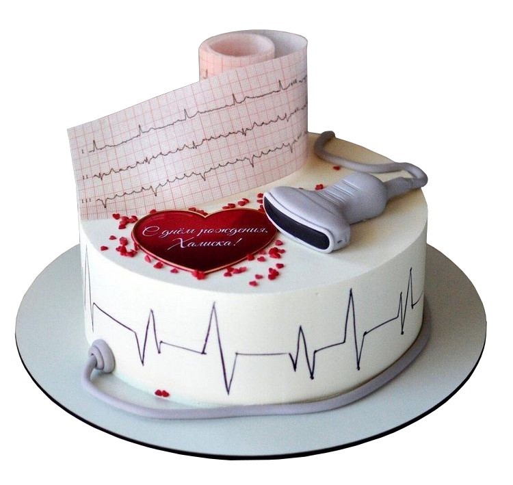Торт с кардиограммой и сердцем №1168