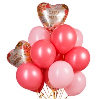 Воздушные шары на день рождения с 2 фольгированными сердцами №458