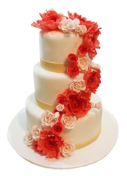 Торт на свадьбу с цветочной композицией №1097