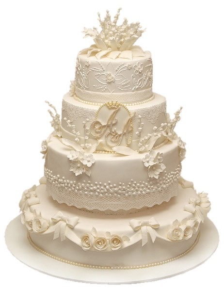Большой свадебный торт с инициалами №827