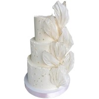 Торт на свадьбу трехъярусный белый №2707