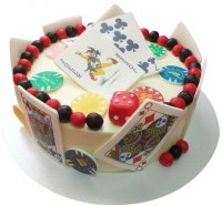 Торт с картами, игральными костями и фишками казино №1370