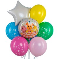 Фольгированный шар-круг с Котиком, собачкой и зайчиком №759
