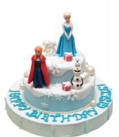 Торт с фигурками Эльзы, Анны и снеговика №757